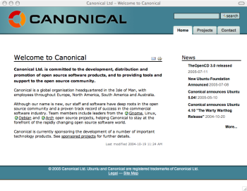 Canonical Ltd website screenshot
