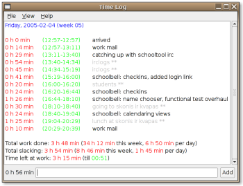 GTimeLog screenshot
