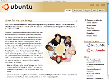 Ubuntu Linux website screenshot
